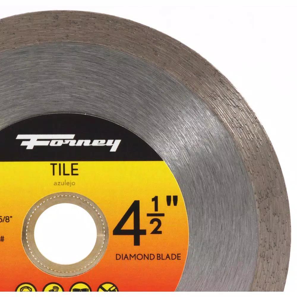 Forney 4-1/2 in. Continuous Rim Diamond Tile-Cutting Blade for Ceramic, Granite, and Marble