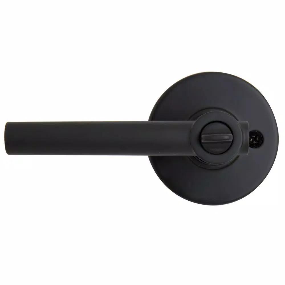 Defiant Highland Matte Black Keyed Entry Door Lever with Round Rose