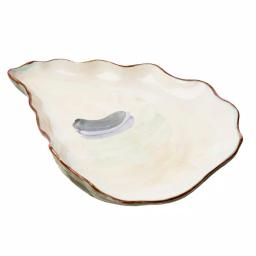 Abigails Seaside Ivory and Lavender Ceramic Oyster Platters, Set of 2 thumbnail 1
