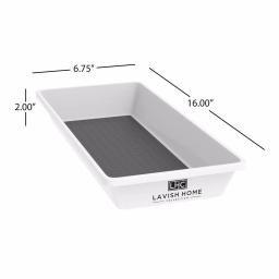 Lavish Home White Plastic Drawer Organizer Tray with Non-Slip Rubber Liner thumbnail 2