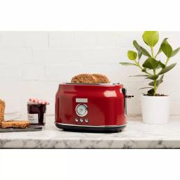 Haden Dorset 1500W 2-Slice Wide Slot Retro Toaster - Red thumbnail 2