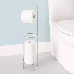 Home Basics Bath Tissue Reserve Freestanding Toilet Paper Holder, Chrome (3-Pack) thumbnail 2