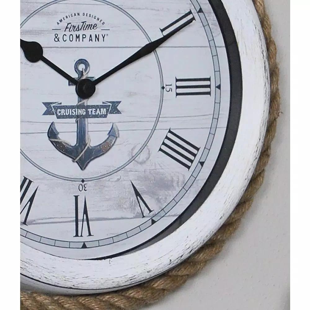 FirsTime & Co. FirsTime and Co. 10 in. Dock Rope Nautical Wall Clock - Distressed White
