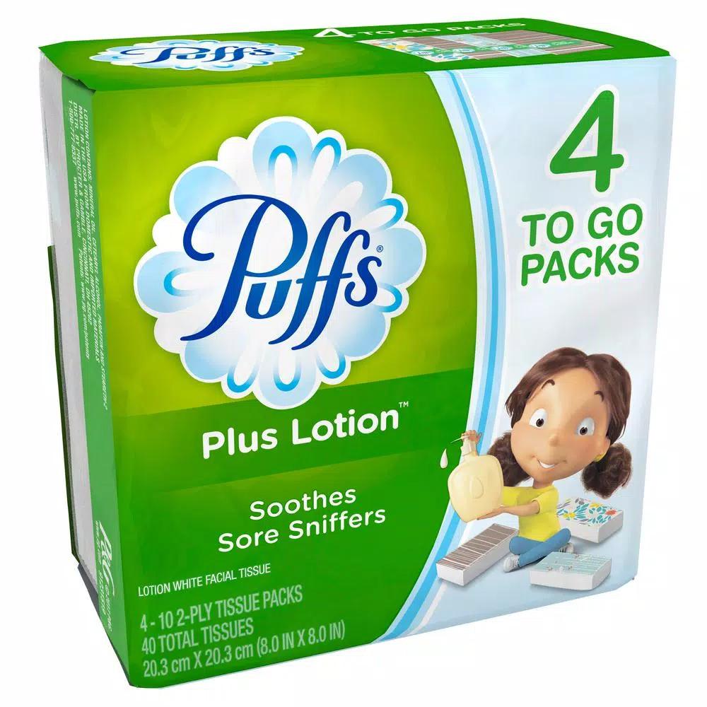 Puffs Plus Lotion 2-Ply Facial Tissue, 10-Count Box (4-Pack, 24 Case)