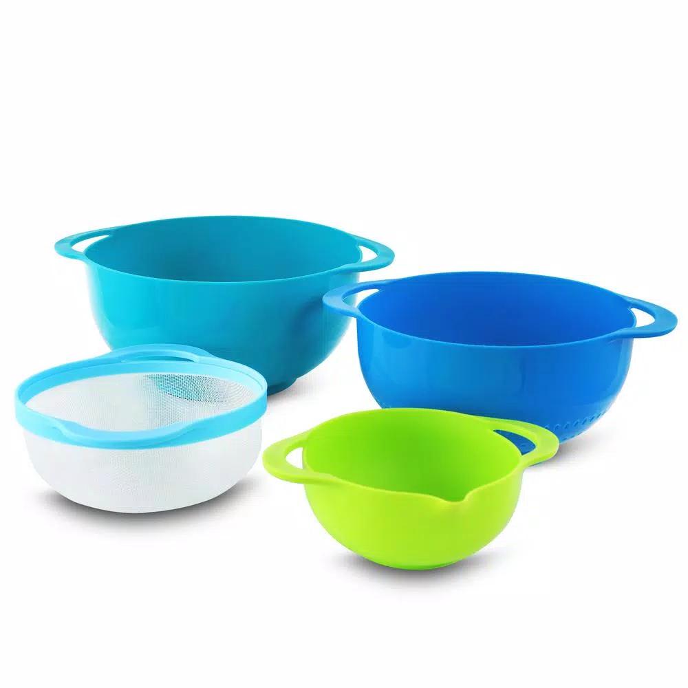 MegaChef 8-Piece Stackable Mixing Bowl and Measuring Cup Set, Assorted Colors