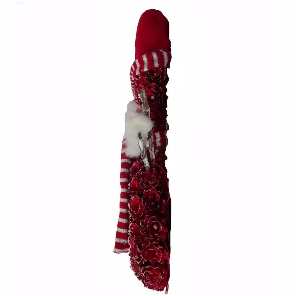 Fraser Hill Farm 25 in. Artificial Snowman Christmas Wreath with Red Hat and Striped Scarf