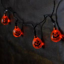 Northlight 4.75 in. LED Battery Operated Orange Jack-O-Lantern Pumpkin Halloween String Lights, 10-Set thumbnail 3