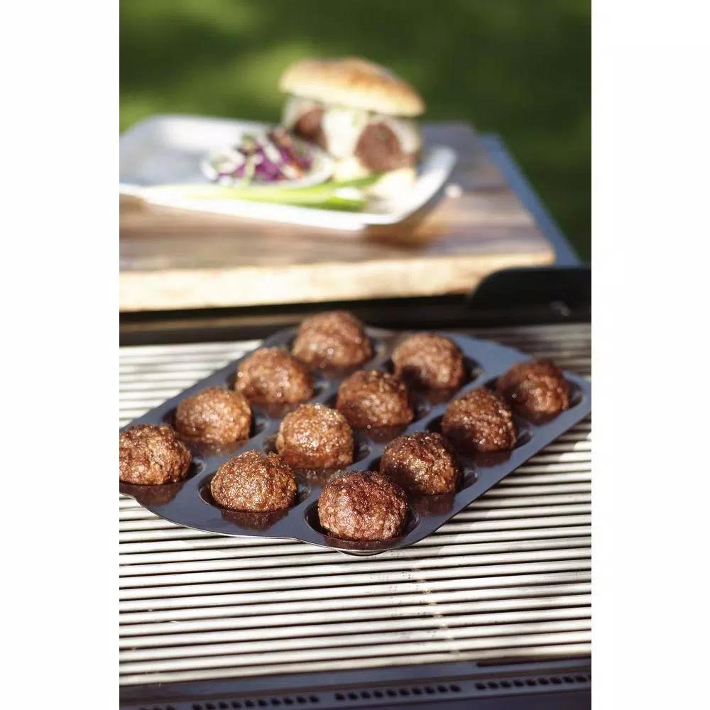 Nordic Ware 365 Grilling 10.25 in. Cast Aluminum Nonstick Meatball Griller, Black