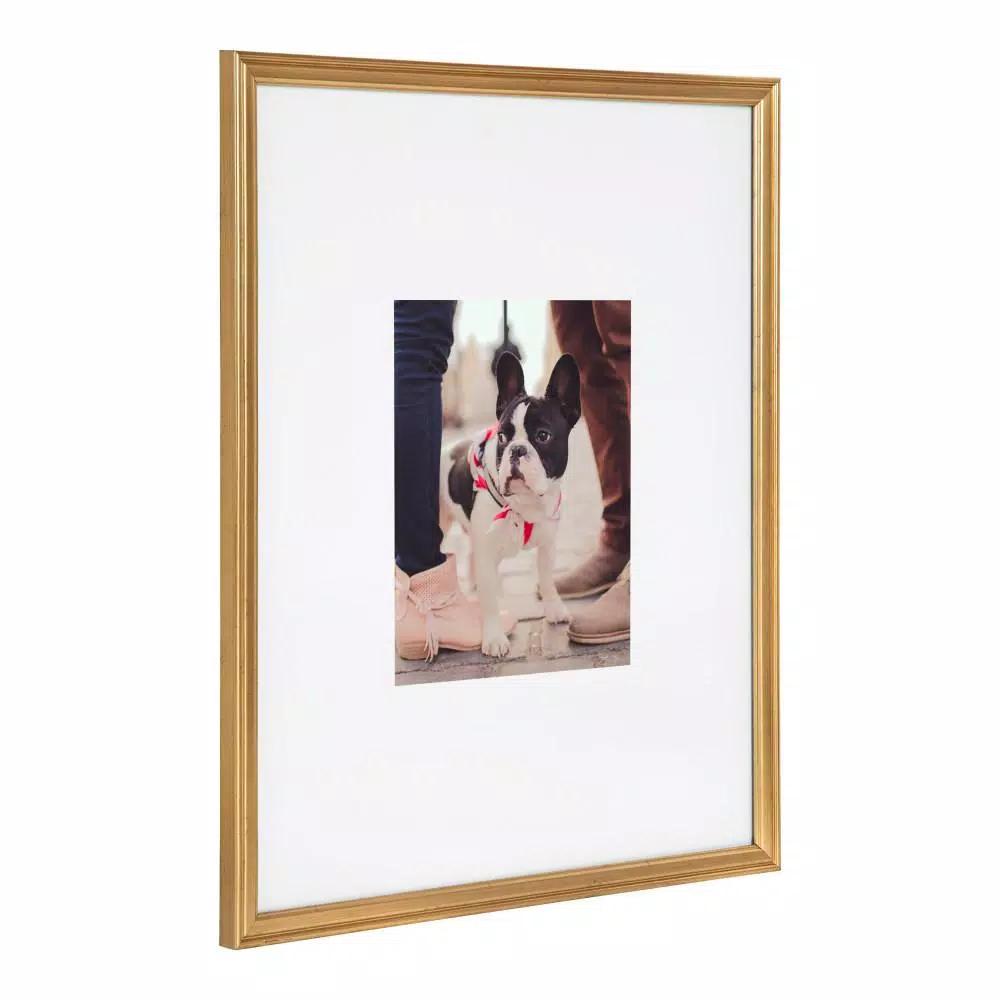 Kate and Laurel Adlynn Gold Picture Frame Set, 16 x 20 in. and 8 x 10 in. with Mats, Set of 3