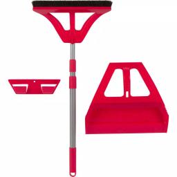 WISP 3-Piece Red Broom and Dustpan Set with 90-Degree Angle, Telescoping Handle, and Bristle Seal Technology thumbnail 4