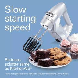Hamilton Beach Professional 7-Speed Electric Hand Mixer with SoftScrape Beaters and Storage Case, Silver thumbnail 5