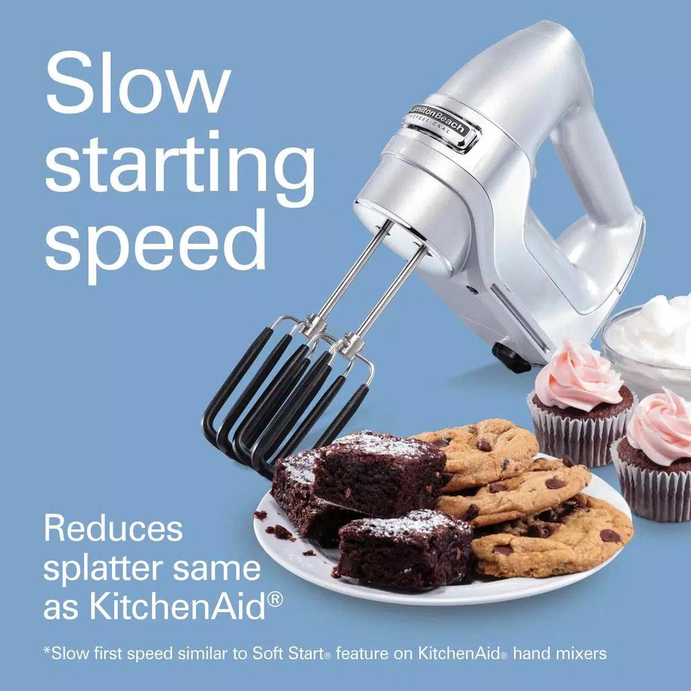 Hamilton Beach Professional 7-Speed Electric Hand Mixer with SoftScrape Beaters and Storage Case, Silver