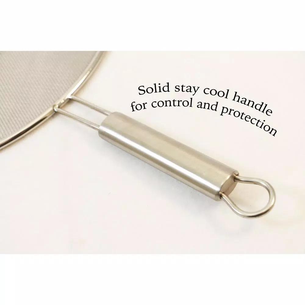 ExcelSteel 13 in. Stainless Steel Fine Mesh Splatter Screen with Solid Stay-Cool Handle