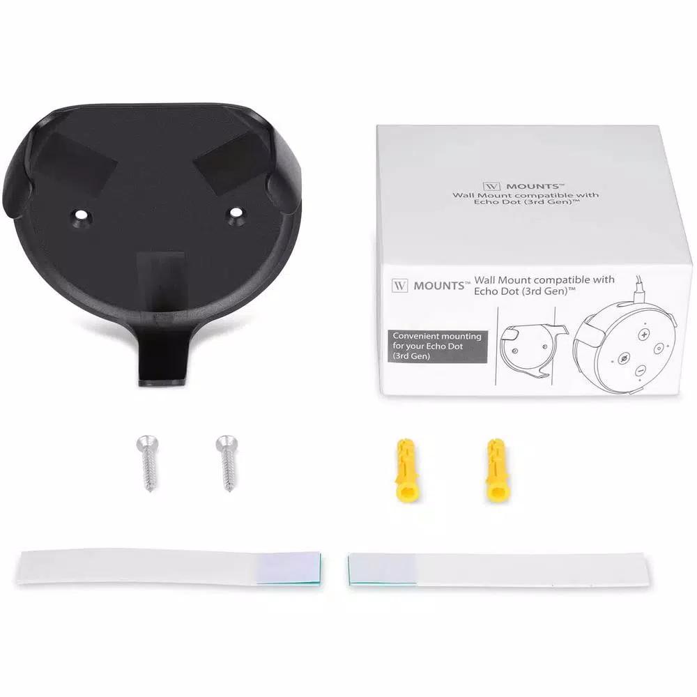 Wasserstein Wall Mount for Echo Dot (3rd Gen) - Black (2-Pack)