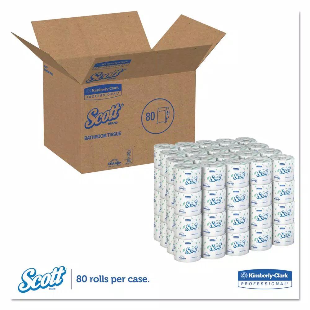 Kimberly-Clark PROFESSIONAL Scott Standard 1-Ply White Bath Tissue, 80 Rolls