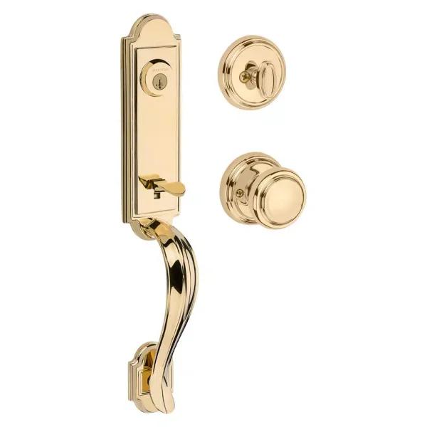 Baldwin Prestige Avendale Single Cylinder Handleset with Alcott Knob, Lifetime Polished Brass, SmartKey Security