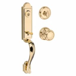 Baldwin Prestige Avendale Single Cylinder Handleset with Alcott Knob, Lifetime Polished Brass, SmartKey Security thumbnail 1