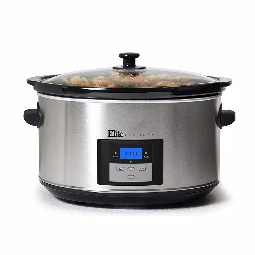 Elite Platinum 8.5 Qt. Stainless Steel Programmable Slow Cooker with Digital Display