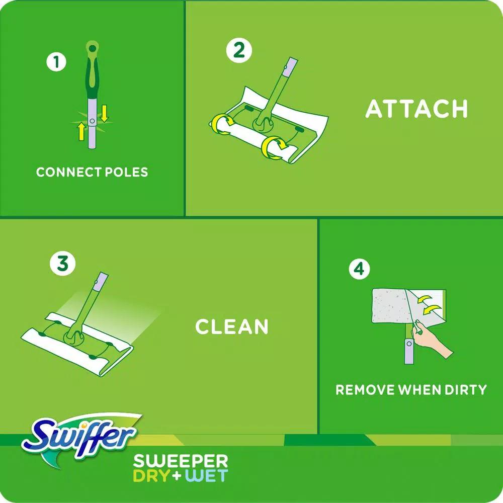 Swiffer Sweeper Dry and Wet Mop Starter Kit with 10 Cloths