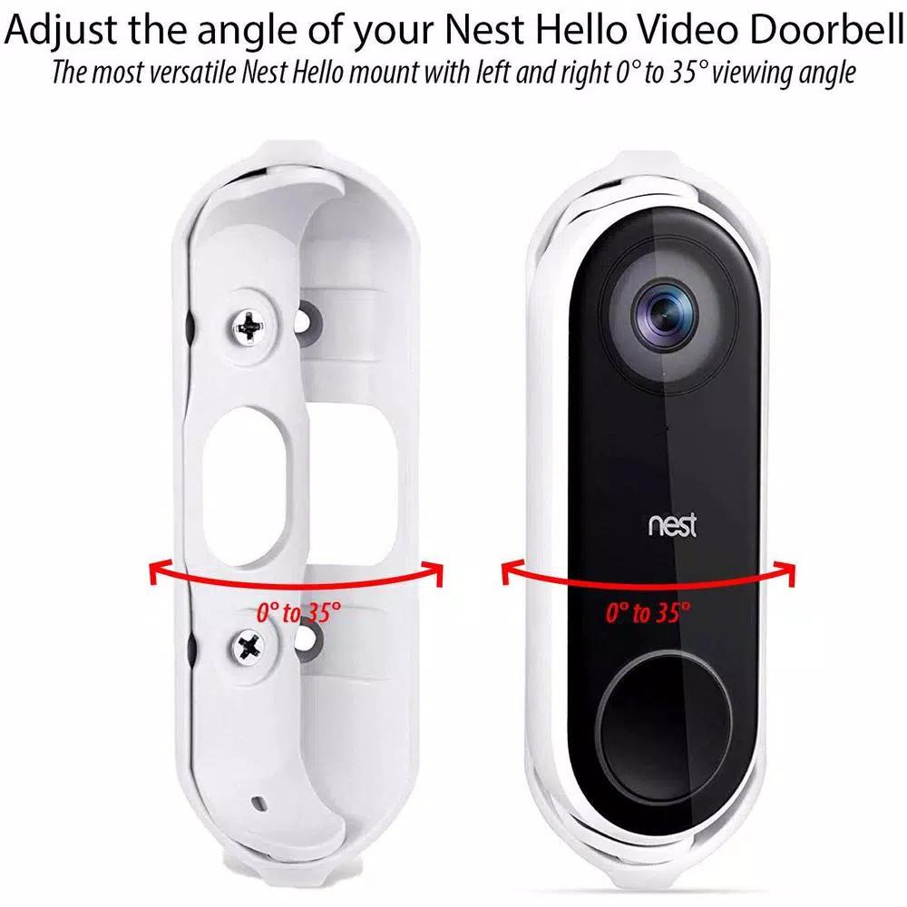 Wasserstein Wall Plate and Adjustable Angle Mount Bundle for Google Nest Hello Video Doorbell, White
