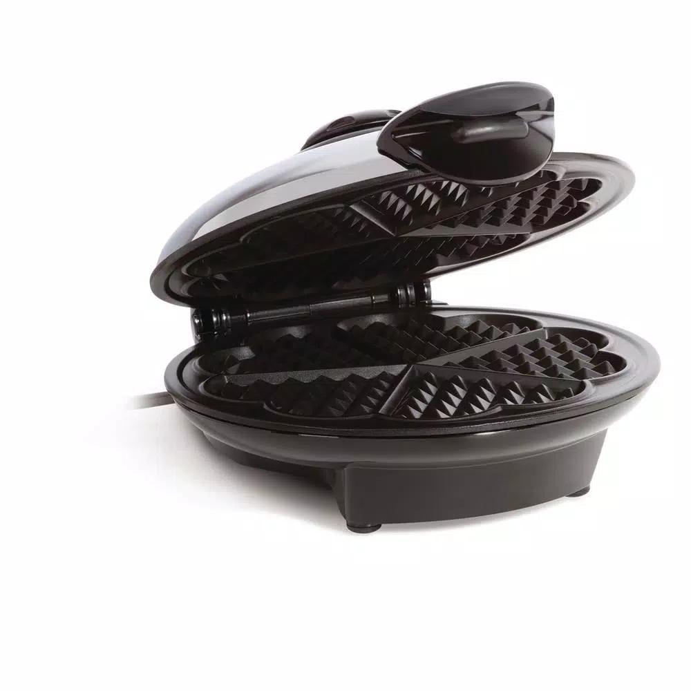 Euro Cuisine Euro-Cuisine 5-Heart Shape American Waffle Maker, 8-inch Non-Stick Ceramic Plates, Black