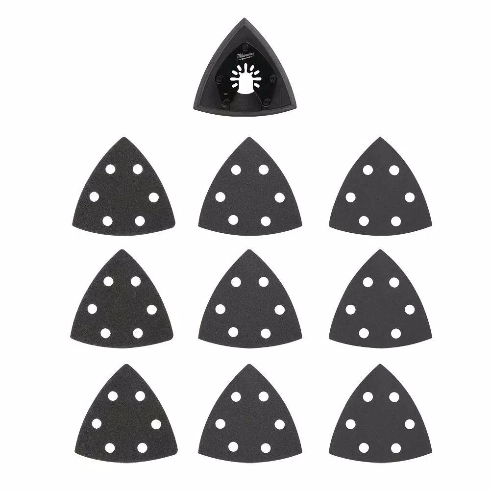 Milwaukee OPEN-LOK 3-1/2 in. Triangle Sanding Pad & Paper 10-Piece Variety Pack