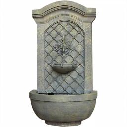 Sunnydaze Decor Rosette Resin French Limestone Solar-On-Demand Outdoor Wall Fountain thumbnail 1