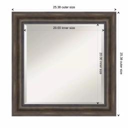 Amanti Art 25 in. Square Rustic Dark Brown Distressed Wood Framed Beveled Edge Bathroom Vanity Mirror thumbnail 5