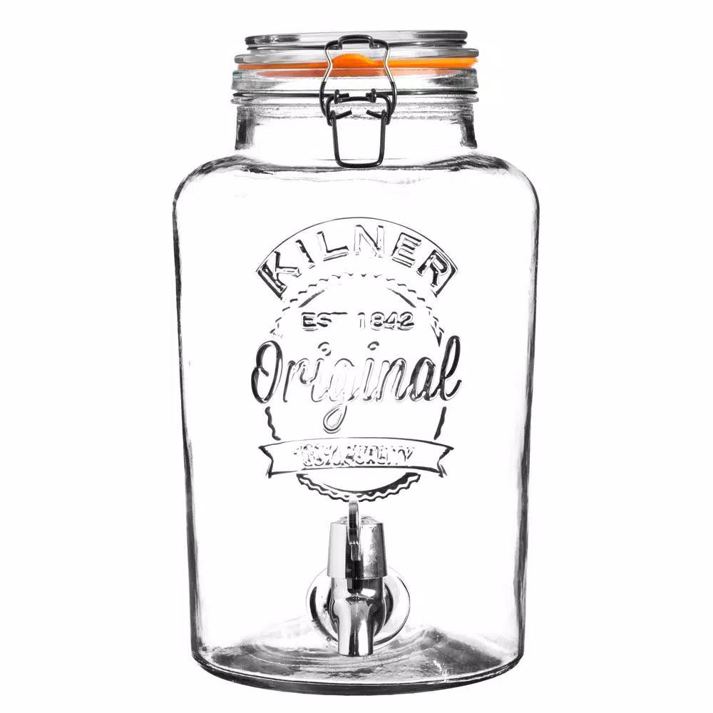Kilner 2 Gal. Clip Top Glass Beverage Dispenser with Chrome Spigot