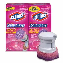 Unbranded Clorox Scrub Mate Kitchen Scrubber and Adapter Combo Pack with 9 Refill Pads thumbnail 1