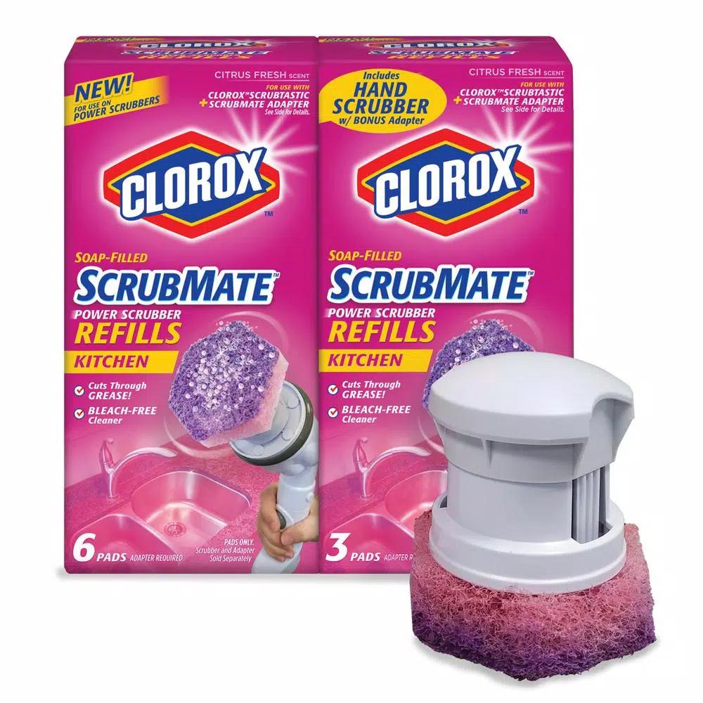 Unbranded Clorox Scrub Mate Kitchen Scrubber and Adapter Combo Pack with 9 Refill Pads