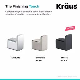 KRAUS Stelios Matte Black Solid Brass Robe and Towel Hook thumbnail 6