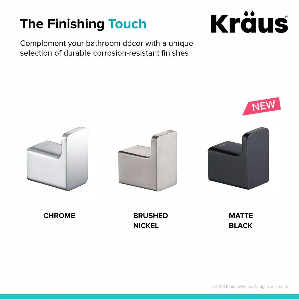 KRAUS Stelios Matte Black Solid Brass Robe and Towel Hook