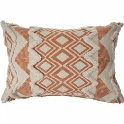 LR Home 36 x 14 in. Orange and Cream Tufted Geometric Cotton Throw Pillow thumbnail 1