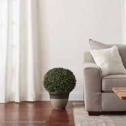 Pure Garden 23 in. Realistic Faux Boxwood Topiary Artificial Plant in Weighted Pot thumbnail 4