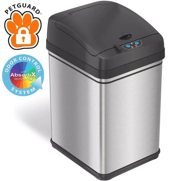 iTouchless 8 Gal. Pet-Proof Stainless Steel Sensor Trash Can with AbsorbX Odor Filter