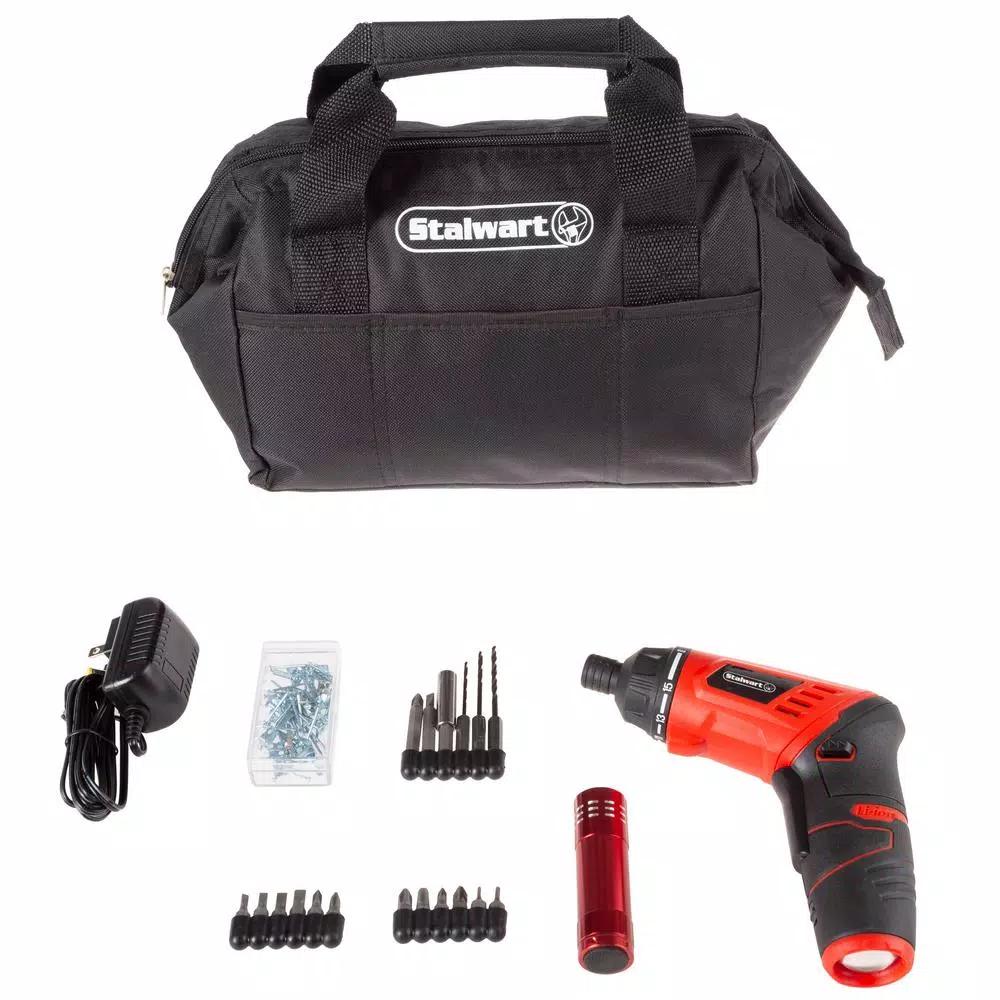 Stalwart 3.6V Cordless Electric Screwdriver Kit with 101-Piece Accessory Set