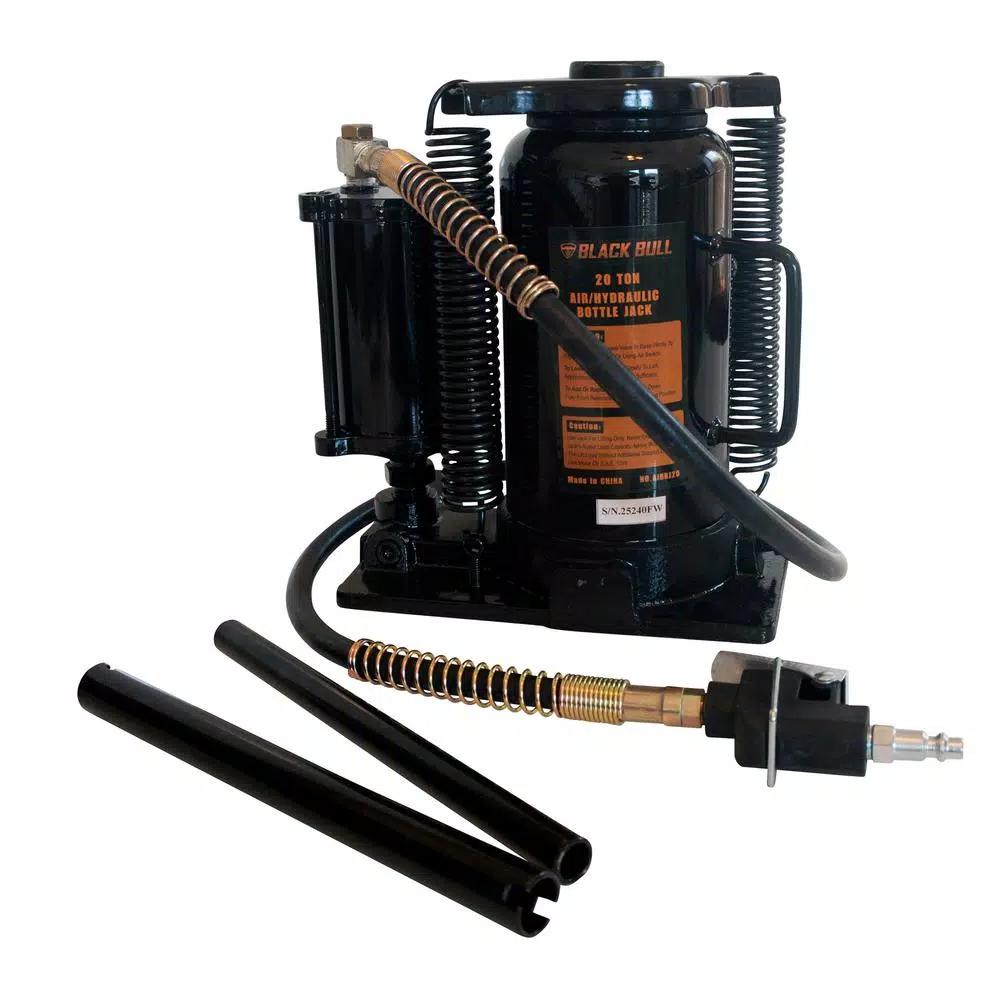 Black Bull 20-Ton Pneumatic Bottle Jack, Air and Manual Operation, 44,800 lb. Capacity