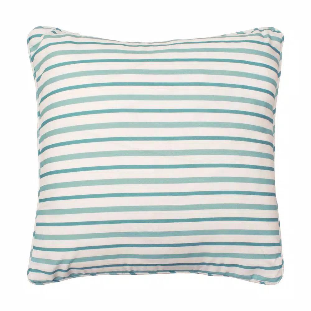 Laura Ashley Rosemary Blue and White Floral 20 in. x 20 in. Down Throw Pillow