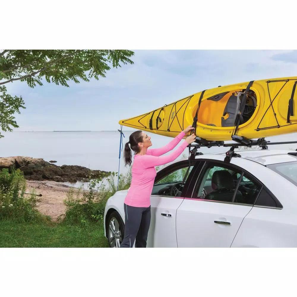 SportRack Kayak Folding Carrier, J-Style Steel Roof Rack with Adjustable Padding