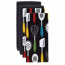 RITZ T-fal Multicolor Cotton Fiber Reactive Print and Solid Kitchen Dish Towel Set, 4-Pack thumbnail 1
