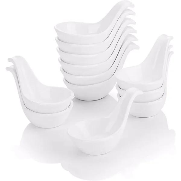 MALACASA 3.75 in. White Porcelain Ramekins Set of 12 - Ceramic Souffle Dishes