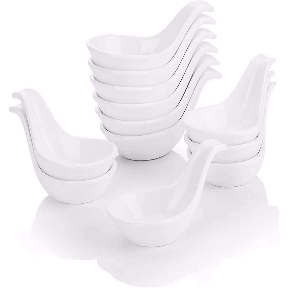 MALACASA 3.75 in. White Porcelain Ramekins Set of 12 - Ceramic Souffle Dishes