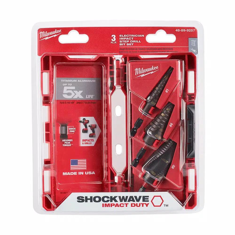 Milwaukee SHOCKWAVE Titanium Step Bit & Cobalt RED HELIX Drill Bit Set, 18-Piece