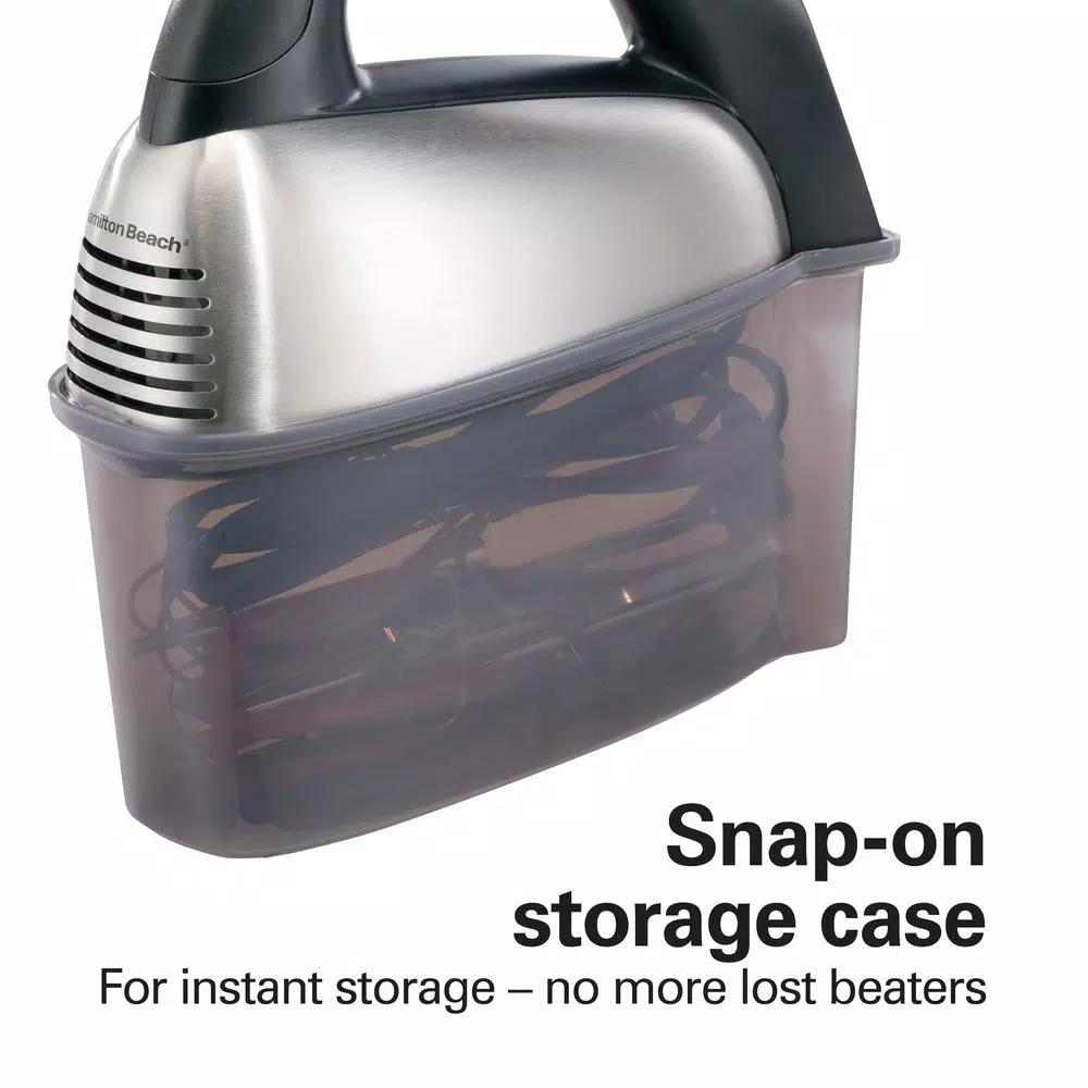 Hamilton Beach SoftScrape 6-Speed Stainless Steel Hand Mixer with Snap-On Storage Case