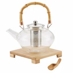 BonJour Tea Handblown Glass Zen Teapot with Stainless Steel Infuser and Bamboo Trivet, 34-Ounce thumbnail 1