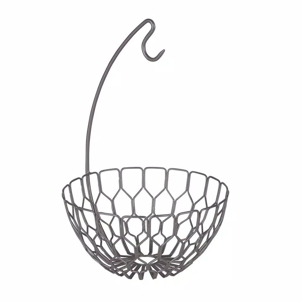 Spectrum Honeycomb Gray Fruit Basket with Banana Hanger Tree