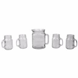 Unbranded Clear Glass Beverage Serveware Set - 2L Pitcher and 4 Matching Mugs thumbnail 2