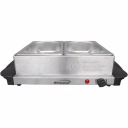 Brentwood Appliances 3 Qt. Metallic 2-Pan Buffet Server with Warming Tray, Stainless Steel thumbnail 2