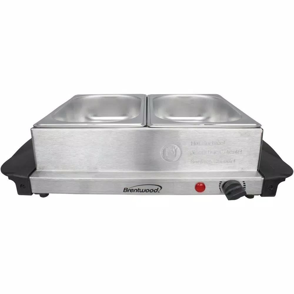 Brentwood Appliances 3 Qt. Metallic 2-Pan Buffet Server with Warming Tray, Stainless Steel
